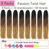 Picture of Ombre Passion Twist Hair 18 Inch 8 Packs Water Wave Crochet Hair For Black Women Braiding Hair Long Bohemian Crochet Braids Synthetic Hair Extension (18 Inch, 1B/30/27)