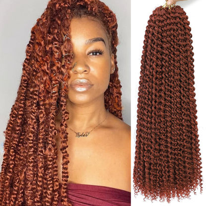Picture of Passion Twist Hair Copper Red 20 Inch 8 Packs Passion Twist Crochet Hair Long Bohemian Crochet Braids (20 Inch, 350#)