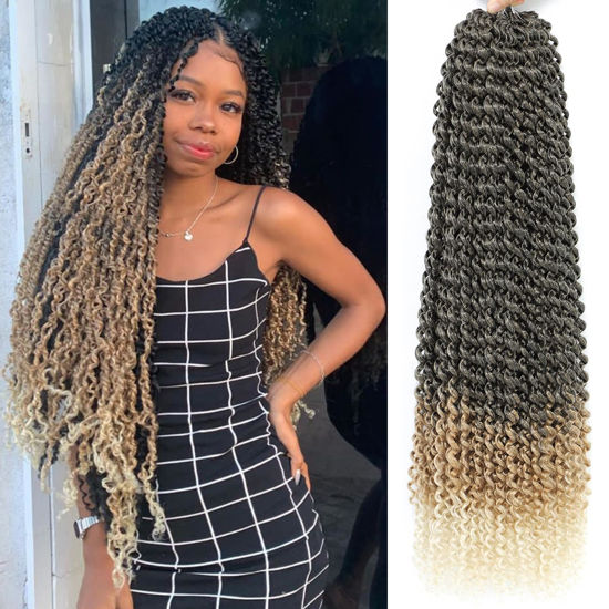 Picture of Ombre Passion Twist Hair 24 Inch 8 Packs Passion Twist Crochet Hair For Women Curly Braiding Hair Long Spring Twist Hair Synthetic Hair Extension (24 Inch (Pack of 8), 1B/27/613)