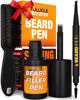 Picture of FOLLICLE BOOSTER Beard Pen Filler Styling Kit for Men - Dark Brown - Complete Beard and Scalp Set with Patented 4-Tip Fork and Normal Pen - Waterproof, Sweatproof & All Day Hold
