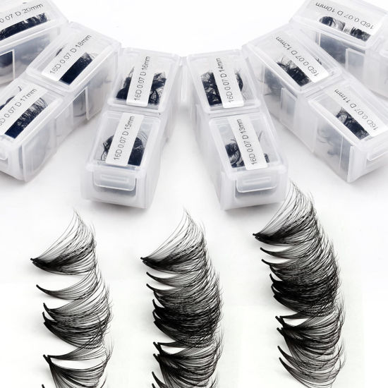 Picture of WENDY LASHES Eyelashes 1200PCS False, Premade Fans 16D Volume, Loose Promade D Curl, Mixed 9-20mm, Silk Material, Natural, Individual, 1.0582 Ounce