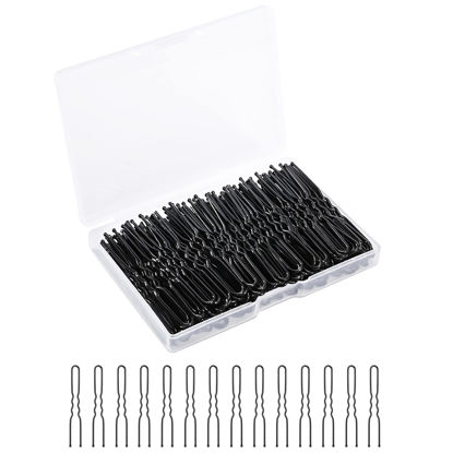 Picture of BEoffer U Shaped Hair Pins, 200 Count of Buns Waved Hair Pins for Women Girls with Box for Updos French Twists, Bobby Pins Hairgrip Hair Grip Hairclip Bulk Hair Accessories (Black, 2.4 Inch)