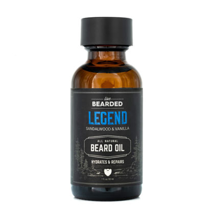 Picture of Live Bearded Beard Oil, 1 fl oz - Premium All-Natural Jojoba - Made in the USA - Hair and Skin Care for Men with Dry, Flaky Patches | Legend Scent - Sandalwood, Vanilla