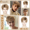 Picture of Creamily Men's Wig Short Brown Wig Hair Replacement Wigs for Men Party Natural Hair Short Synthetic Wigs Christmas Daily Wig for Male