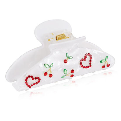 Picture of LILIE&WHITE 1PC Red Heart And Cherry Hair Clips For Women Medium Size Hair Claws Clips Hair Accessories