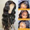 Picture of QTHAIR 14A Human Hair Lace Front Wigs Body Wave, 26 Inch 13×4 Brazilian HD Human Hair Lace Wigs, 180% Density Virgin Human Hair Body Wave Wigs for Black Women, Natural Color