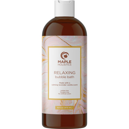 Picture of Luxurious Lavender Bubble Bath for Women - Sulfate Free Lavender Vanilla Bath Bubbles for Women Relaxing Bath Foam with Chamomile Calendula and Sage - Aromatherapy Bubble Bath Foaming Bath Oil for tub