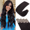 Picture of Tape in Hair Extensions Human Hair, 20pcs 14 Inch Natural Black Remy Hair Extensions Straight Human Hair Tape in Extensions Skin Weft Tape Extensions Human Hair (1B#,14 Inch)