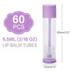 Picture of LotFancy Lip Balm Tubes Empty, 60PCS 5.5ml (3/16 Oz), Clear Lip Balm Container Tubes with Purple Caps, BPA Free & Leak Free, Refillable