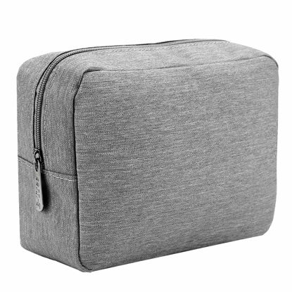 Picture of E-Tree 9.8 inch Canvas Zippered Cosmetic Travel Bag, Makeup Carrying Case, Mini Packing Cube, Compliant Bag, Toiletry Carry Pouch Small Organizer, Grey