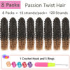 Picture of Passion Twist Hair 14 Inch 8 Packs Passion Twist Crochet Hair For Black Women Water Wave Braiding Hair Curly Long Spring Twist Hair Synthetic Hair Extension (14 Inch (Pack of 8), T27)