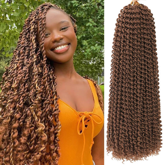 Picture of Passion Twist Hair Brown 20 Inch 8 Packs Passion Twist Crochet Hair Long Bohemian Crochet Braids (20 Inch, 30#)