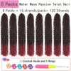 Picture of TBG Burgundy Red 24 Inch Passion Twist Crochet Hair - 8 Packs Water Wave Braiding Hair Long Spring Twist Hair Synthetic Hair Extension