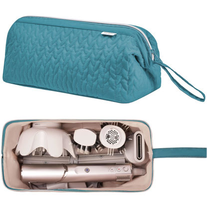 Picture of KarSyon Shark Flex Style Case for Dyson Airwrap Hair Dryer Brush Revlon Hair Tools Travel Bag Carrying Case Flat Curling Iron Organizer (Teal Blue)