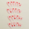 Picture of Heart Press on Nails Medium Almond Fake Nails with Design Valentines Red Glue on Nails White Stick on Nails Glossy Reusable Heart False Nails for Women Girls Daily Wear Manicure 24pcs