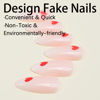 Picture of Heart Press on Nails Medium Almond Fake Nails with Design Valentines Red Glue on Nails White Stick on Nails Glossy Reusable Heart False Nails for Women Girls Daily Wear Manicure 24pcs
