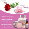 Picture of Bath Spa Gift Sets - Luxury Basket With Rose Oil & Peony - Spa Kit Includes Wash, Bubble Bath, Lotion, Bath Salts, Body Scrub, Body Spray, Shower Puff, Bathbombs, Soap and Towel
