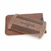 Picture of Menesia Sandalwood Beard Comb with Case - Fine & Coarse Teeth, Wooden Pocket Comb for Beards, Mustaches & Hair, Brown Skull Design