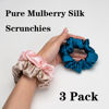 Picture of Silk Scrunchies for Hair 100% Mulberry Silk Hair Ties 3 Pack(Pink, Peacock Blue, Apricot)