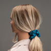 Picture of Silk Scrunchies for Hair 100% Mulberry Silk Hair Ties 3 Pack(Pink, Peacock Blue, Apricot)