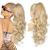 Picture of REECHO Ponytail Extension, 24" Claw Clip in Long Curly Wavy Ponytail Hair Extension Jaw Clip on Pony Tails Hairpiece for Women - Dark Blonde with Light Ends