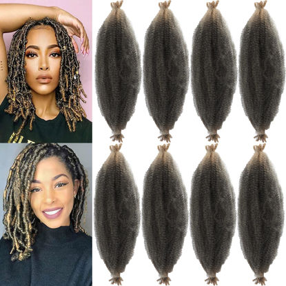 Picture of 8 Packs Springy Afro Twist Hair 16 inch 1B/27 Pre-Separated Kinky Marley Twist Braiding Hair Soft Crochet for Distressed Faux Locs Spring Twist Hair Extensions for Women (16 Inch (Pack of 8), 1B/27)