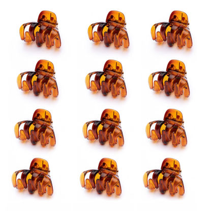 Picture of Cobahom 12 Pcs Small Claw Clips 1.2 Inch Plastic No-Slip Mini Clips for Thin Hair Styling Accessories for Women and Girls (Brown)