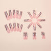 Picture of RUOKEXIN Long Square Press on Nails French Tip Fake Nails Silver Glitter False Nails with Silver Ripple Designs Long Square Glue on Nails Sparkly Artificial Nails Cute Stick on Nails for Women 24Pcs