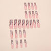 Picture of RUOKEXIN Long Square Press on Nails French Tip Fake Nails Silver Glitter False Nails with Silver Ripple Designs Long Square Glue on Nails Sparkly Artificial Nails Cute Stick on Nails for Women 24Pcs
