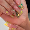 Picture of RUOKEXIN Nail Press ons Long Press on Nails Square Fake Nails Gold Glitter French Tip False Nails with 3D Gold Butterfly Designs Long Glue on Nails Fall Artificial Nails Cute Stick on Nails for Women