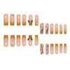Picture of RUOKEXIN Nail Press ons Long Press on Nails Square Fake Nails Gold Glitter French Tip False Nails with 3D Gold Butterfly Designs Long Glue on Nails Fall Artificial Nails Cute Stick on Nails for Women