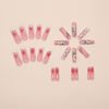 Picture of RUOKEXIN Long Square Press on Nails Pink Ombre Fake Nails White French Tip False Nails with Sun Moon Designs Pink Glitter Artificial Nails Glossy Glue on Nails Cute Stick on Nails for Women 24Pcs