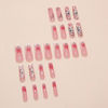 Picture of RUOKEXIN Long Square Press on Nails Pink Ombre Fake Nails White French Tip False Nails with Sun Moon Designs Pink Glitter Artificial Nails Glossy Glue on Nails Cute Stick on Nails for Women 24Pcs