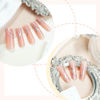 Picture of RUOKEXIN Long Press on Nails Square Fake Nails Nude False Nails with Silver Lines Designs Long Square Nail Press ons Long Glue on Nails Sparkly Artificial Nails Cute Stick on Nails for Women 24Pcs