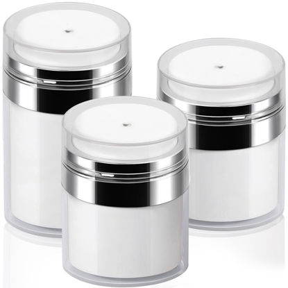 Picture of 3Pack Lotion Dispenser with Pump, Airless Pump Jars Mixed(1.0oz+1.7oz+3.5oz) Pump Bottle Dispenser Moisturizer Container for Cream, Drunk Elephant Containers, Empty Lotion Bottle Cosmetic Jar