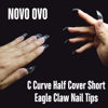 Picture of NOVO OVO Nail Tips Curved Stiletto, Clear Gel x Extension kit Half Covel to Make Press on 3D Eagle Claw nails, Thick Extra Hawk Deep Curve Almond French Tips Soft False Fake Acrylic Nail 504pc 12 Size