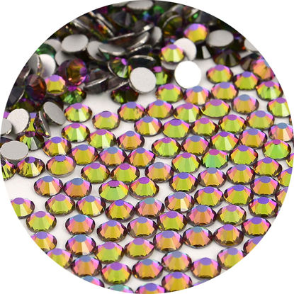 Picture of NCB Nancybeads 3000pcs Flatback Round Glass Nail Art Rhinestones Crystal for DIY Making Accessories Shoes, Clothes, Face Art, Bags, Manicure (Green Volcanic, SS3 3000pcs)