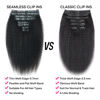 Picture of Seamless Kinky Straight Clip in Hair Extensions for Black Women Brazilian Virgin Human Hair Extensions 8Pcs Seamless Clip ins Human Hair with 18Clips Invisible PU Skin Weft 120g 18inch Natural Black