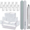 Picture of Gel Nail Polish Remover Tools Kit, with 10 Pcs Nail Clips, 400 Pcs Lint Free Nail Wipes, Nail Files 100/180, Buffer Block 400/4000, Nail Brush, Cuticle Pusher& Peeler (Clear)