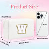 Picture of HENGNI Small Personalized Letter Makeup Bag, Cute PU Leather Chenille Letters Cosmetic Bag Travel Makeup Bag, Preppy Makeup Pouch Travel Organizer Zipper Pouch Organizer for Women and Girls(White-W)