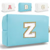 Picture of Small Personalized Initial Letter Makeup Bag, Cute Waterproof PU Leather Chenille Letter Cosmetic Bag Travel Makeup Bag, Preppy Makeup Pouch Toiletry Zipper Pouch Organizer for Women and Girls(Blue-Z)