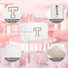 Picture of HENGNI Small Personalized Letter Makeup Bag, Cute PU Leather Chenille Letters Cosmetic Bag Travel Makeup Bag, Preppy Makeup Pouch Travel Organizer Zipper Pouch Organizer for Women and Girls(White-T)
