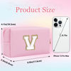Picture of HENGNI Small Personalized Letter Makeup Bag, Cute PU Leather Chenille Letters Cosmetic Bag Travel Makeup Bag, Preppy Makeup Pouch Travel Organizer Zipper Pouch Organizer for Women and Girls(Pink-V)