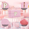 Picture of HENGNI Small Personalized Letter Makeup Bag, Cute PU Leather Chenille Letters Cosmetic Bag Travel Makeup Bag, Preppy Makeup Pouch Travel Organizer Zipper Pouch Organizer for Women and Girls(Pink-P)