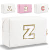 Picture of HENGNI Small Personalized Letter Makeup Bag, Cute PU Leather Chenille Letters Cosmetic Bag Travel Makeup Bag, Preppy Makeup Pouch Travel Organizer Zipper Pouch Organizer for Women and Girls(White-Z)