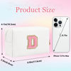Picture of Small Personalized Letter Makeup Bag, Cute PU Leather Chenille Letters Cosmetic Bag Travel Makeup Bag, Preppy Makeup Pouch Travel Organizer Zipper Pouch Organizer for Women and Girls(WhitePink-D)