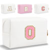 Picture of Small Personalized Letter Makeup Bag, Cute PU Leather Chenille Letters Cosmetic Bag Travel Makeup Bag, Preppy Makeup Pouch Travel Organizer Zipper Pouch Organizer for Women and Girls(WhitePink-O)