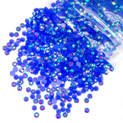 Picture of qiipii 5300PCS 3mm Royal Blue AB Resin Rhinestones Bulk Dark Blue Flatback Jelly Resin Stones Pack SS10 Non-Hotfix Diamonds Gems Charms for Nails Face Eyes Makeup Mugs Tumblers DIY Crafts Decor Shoes