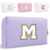 Picture of Small Personalized Initial Letter Makeup Bag, Cute Waterproof PU Leather Chenille Letter Cosmetic Bag Travel Makeup Bag, Preppy Makeup Pouch Toiletry Zipper Pouch Organizer for Women and Girls(PL-M