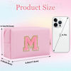Picture of Small Personalized Initial Letter Makeup Bag, Cute Waterproof PU Leather Chenille Letter Cosmetic Bag Travel Makeup Bag, Preppy Makeup Pouch Toiletry Zipper Pouch Organizer for Women and Girls(Pink-M